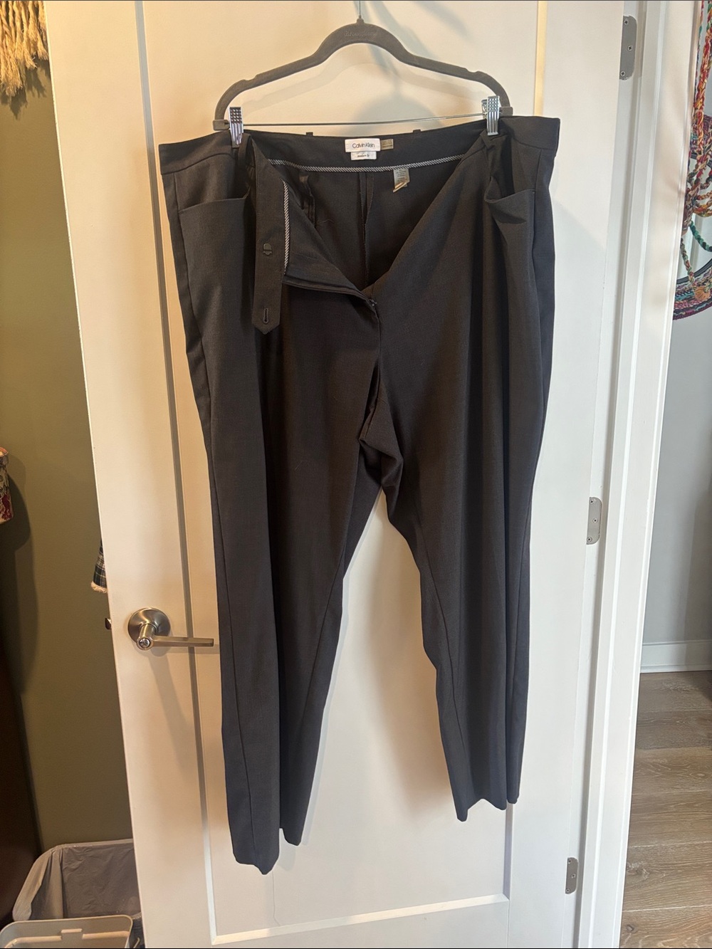 Calvin Klein Grey Women's Straight-Leg Dress Trousers